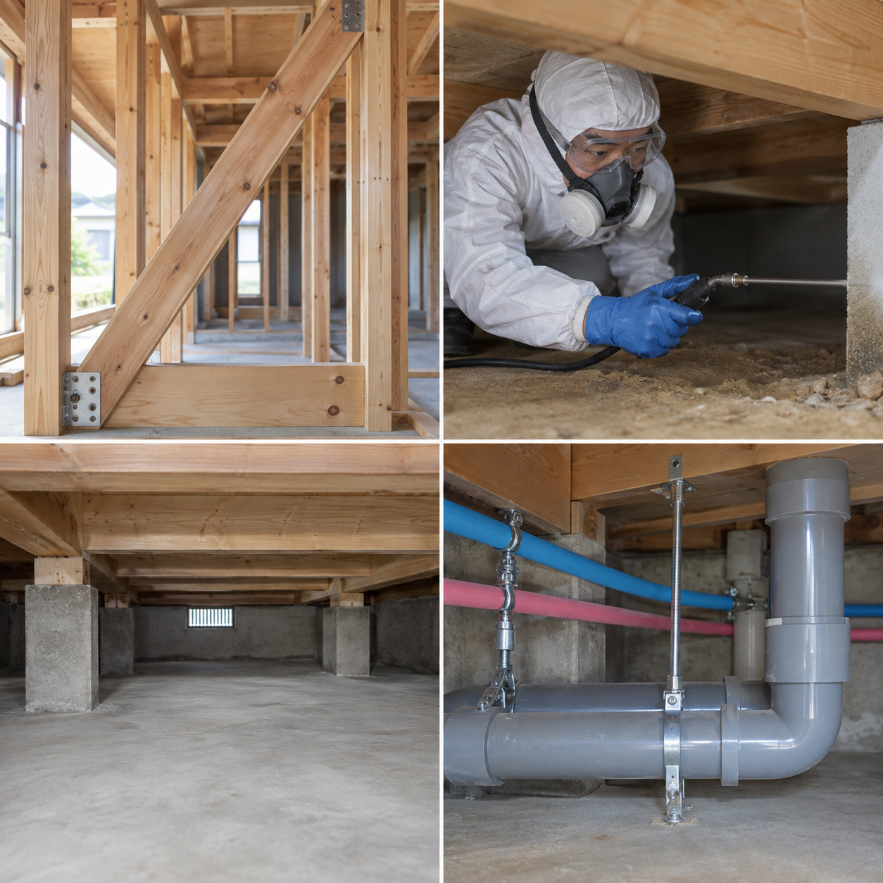 建物を守る工事の施工イメージ(4コマ)