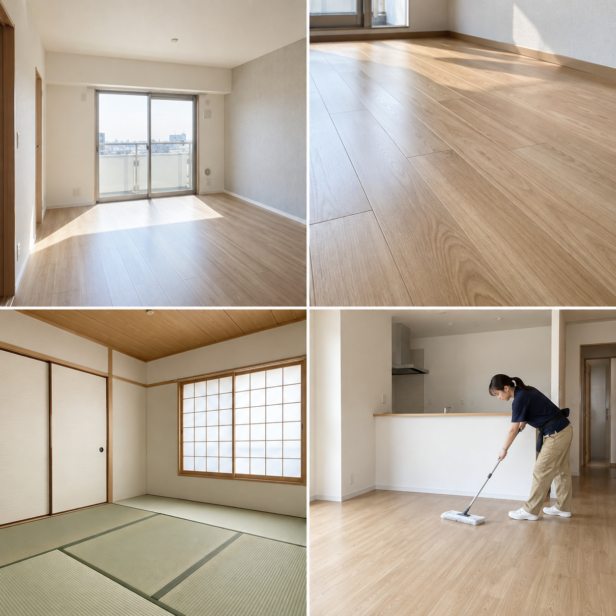 退去後の原状回復の施工イメージ(4コマ)