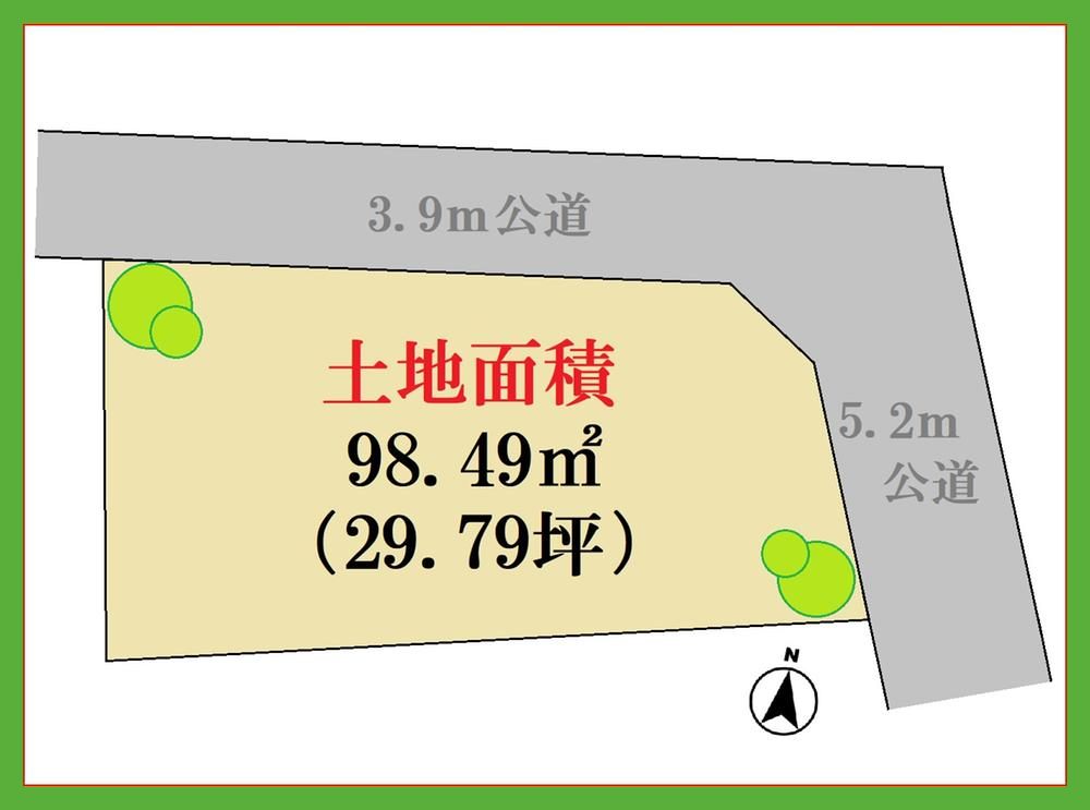 区画図：土地98.49㎡（29.79坪）